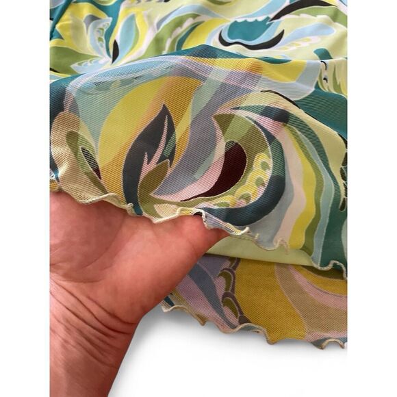 No Commitment Mesh Mini Dress Vintage Inspired Groovy Print Sleeveless Stretch L - Picture 8 of 8